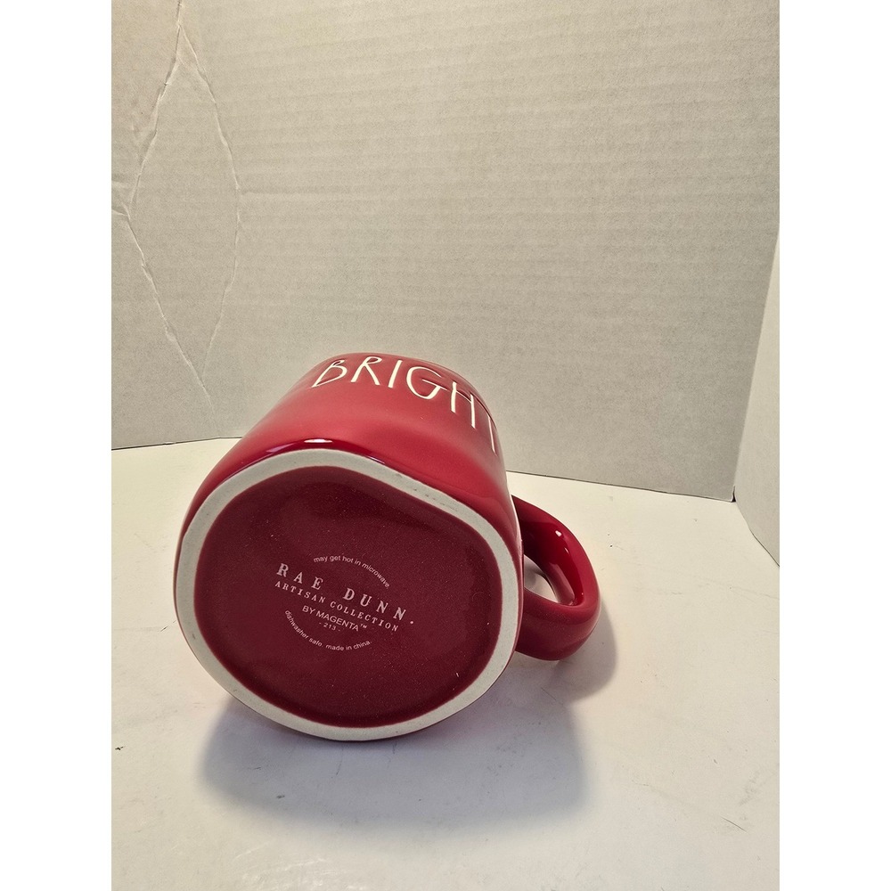 Rae‎ Dunn BRIGHT Red Ceramic Coffee Mug Artisan Collection Magenta Christmas - Picture 2 of 4